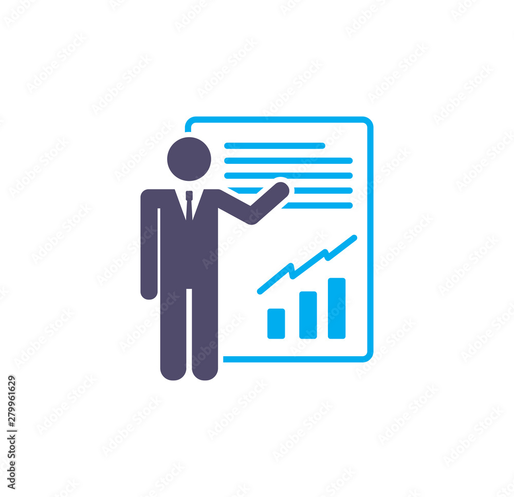 Poster business person icon on background for graphic and web design. simple illustration. internet concept