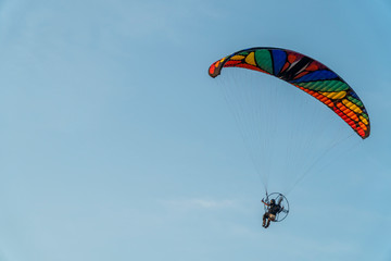 Paragliding at sunset with amazing view