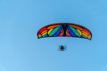 Paragliding at sunset with amazing view