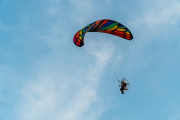 Paragliding at sunset with amazing view