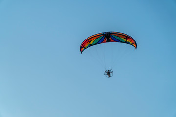 Paragliding at sunset with amazing view