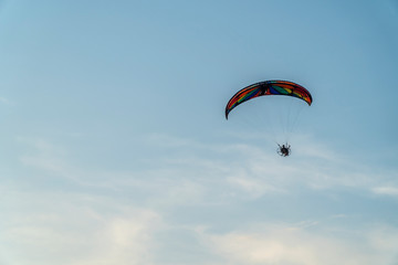 Paragliding at sunset with amazing view