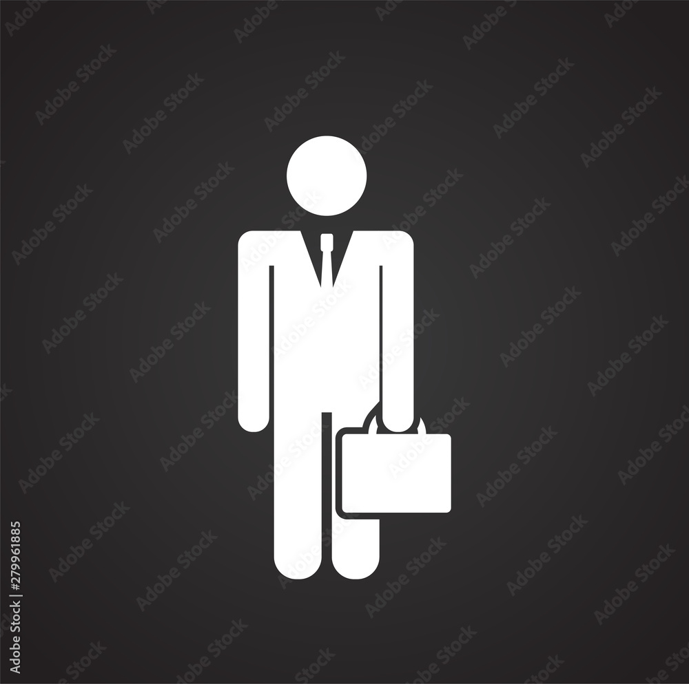 Poster business person icon on background for graphic and web design. simple illustration. internet concept