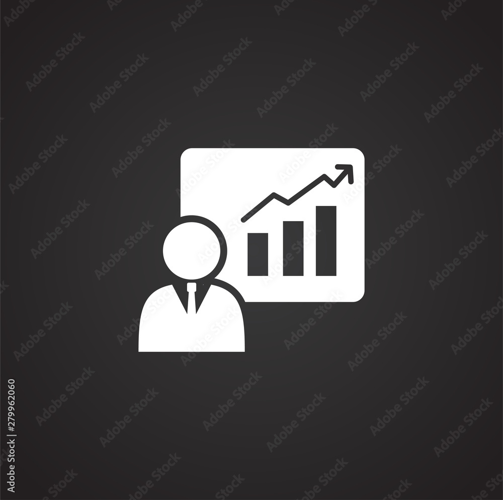Poster business person icon on background for graphic and web design. simple illustration. internet concept
