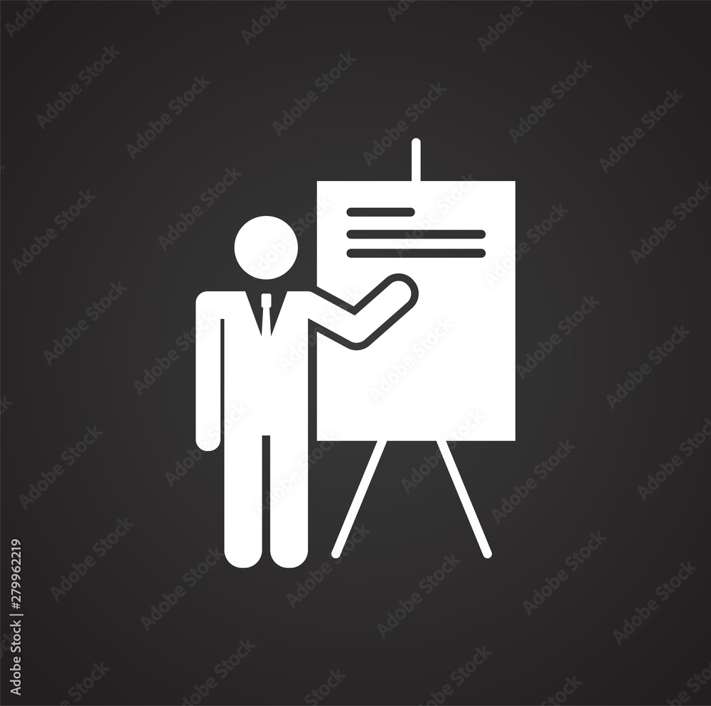 Poster business person icon on background for graphic and web design. simple illustration. internet concept