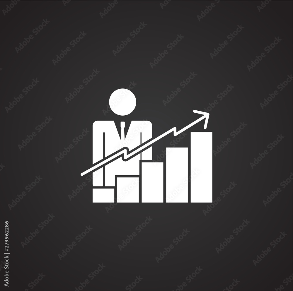Poster business person icon on background for graphic and web design. simple illustration. internet concept