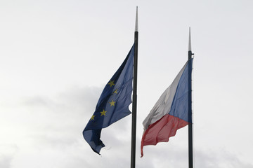 Flags of Czech Republic and European Union