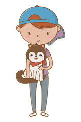 Boy with dog cartoon design