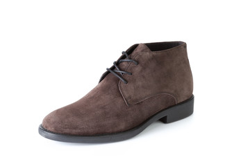 Brown formal male leather shoes isolated on white background