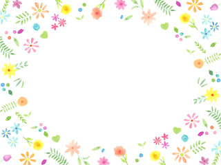 Obraz na płótnie Canvas 水彩の花と葉　メッセージカード