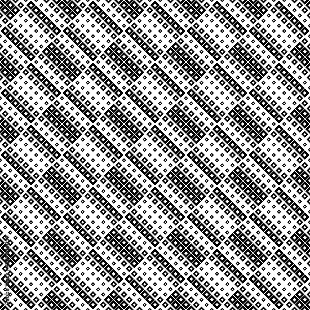 Aufkleber seamless diagonal square pattern background - black and white abstract vector graphic design