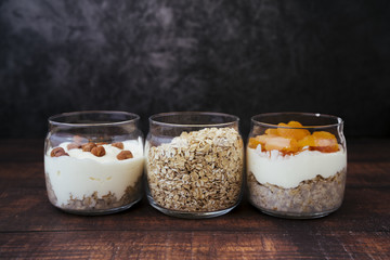 Front view healthy breakfast assortment