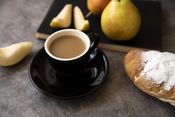 Delicious coffee and pastry breakfast