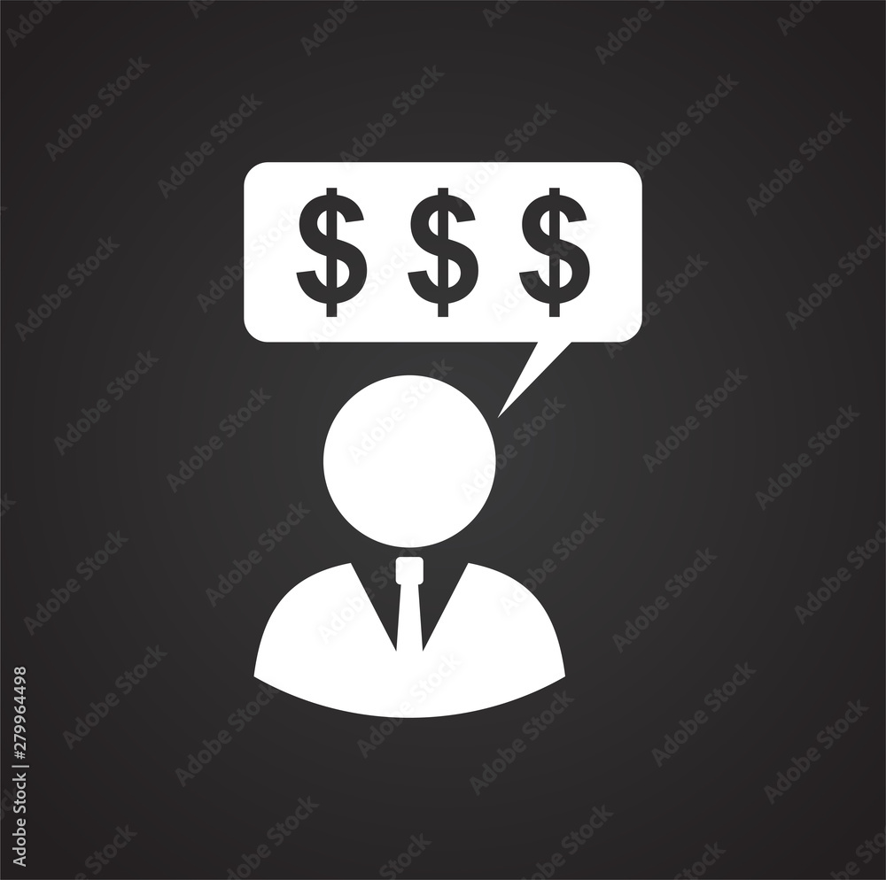 Poster business person icon on background for graphic and web design. simple illustration. internet concept