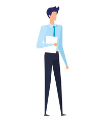 elegant young businessman with documents