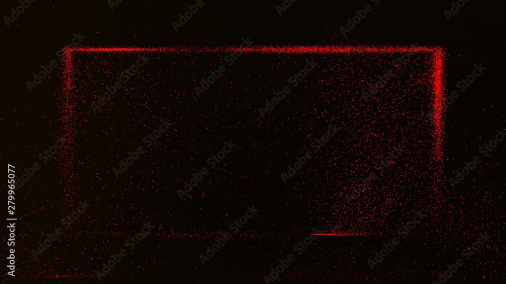 Aufkleber dark red background with small red dust particles glowing in a rectangular box.