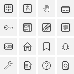 UI and UX, universal line icons set. linear style symbols collection, outline signs pack. vector graphics. Set includes icons as button keypad, bank card payment, ticket, key, homepage, home, edit pen