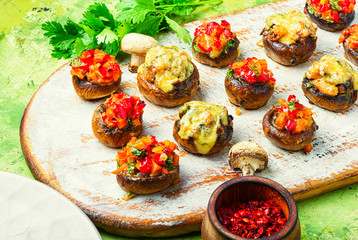 Mushrooms stuffed with vegetables