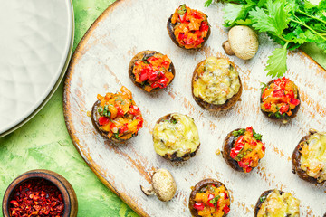 Mushrooms stuffed with vegetables