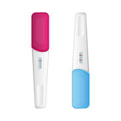 Pregnancy Test sticks with results illustration on white background.