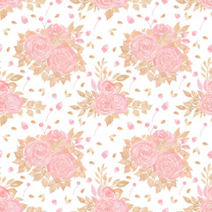 Naklejka na ściany i meble seamless floral pattern with beautiful pink flowers