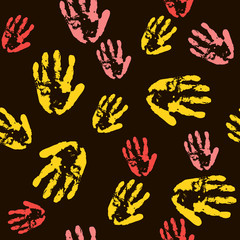 handprint palm seamless black pattern. for fabric, wrapping and textile. Scrapbook pink paper