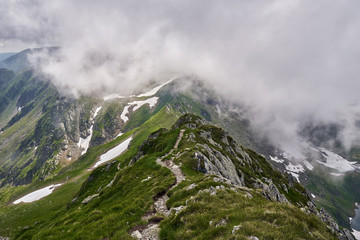 Misty rocky mountains