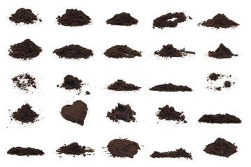pile of soil isolated on white background .