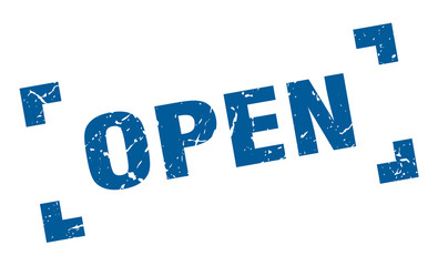 open stamp. open square grunge sign. open