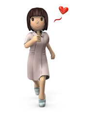 小走りする若い女性看護師