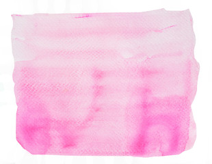 Watercolor stroke and spray on white paper , Abstract background by hand drawn pink color liquid drip isolated on white background