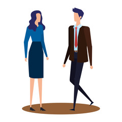 elegant young business couple avatars characters