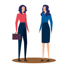 elegant young businesswomen avatars characters