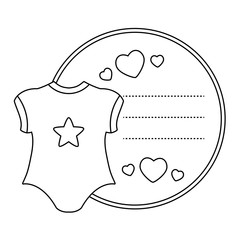 clothes baby in card with hearts decoration