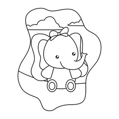 cute little elephant baby in landscape