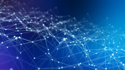 Obraz premium Abstract connection blue background network 3D rendering