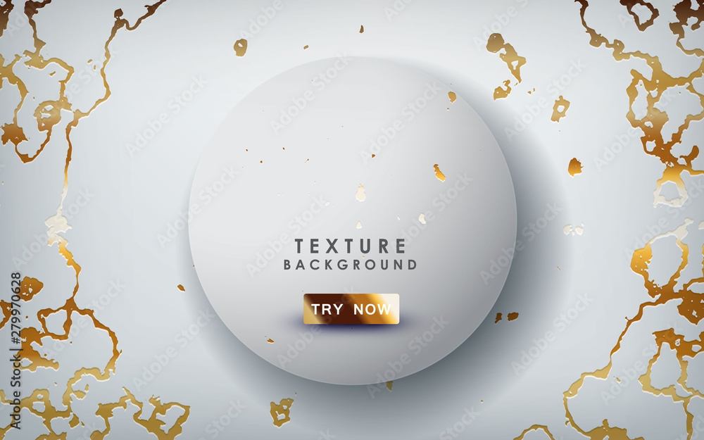 Poster white gold marble texture background with circle shape layer.