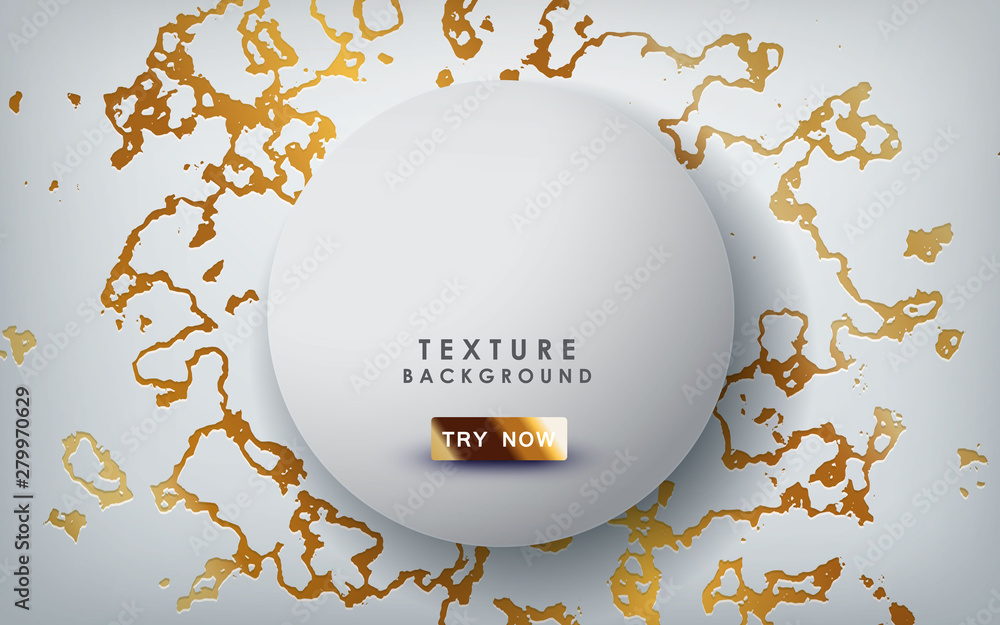 Poster white gold marble texture background with circle shape layer.