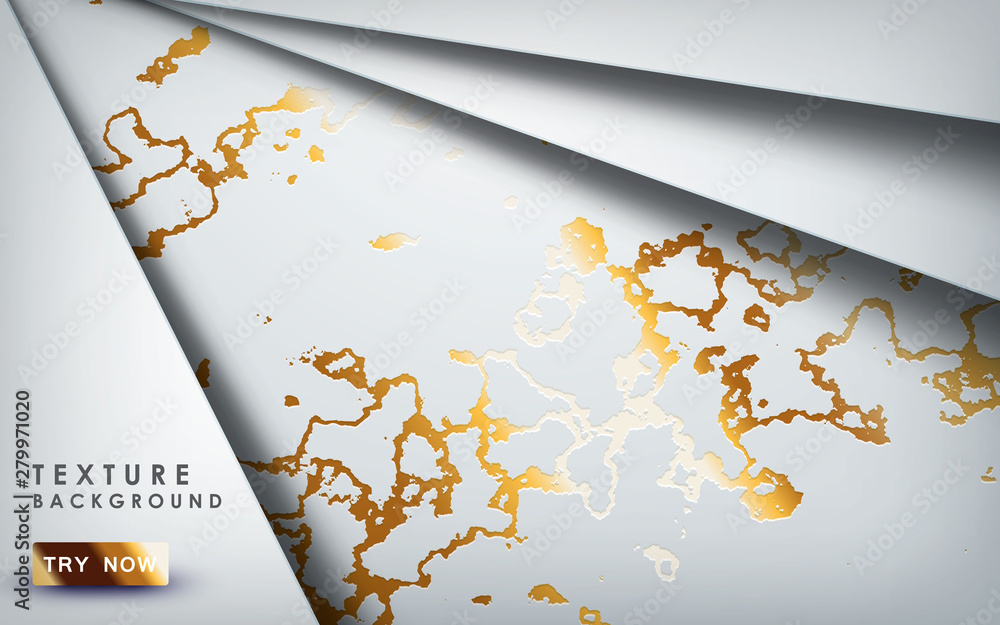 Poster white gold marble texture background with circle shape layer.