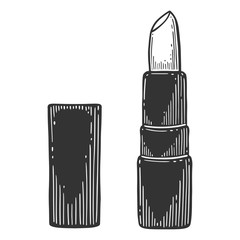Lip balm, pomade. Vector in engraving and sketch style.