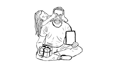 fathers day and daughter giving gifts