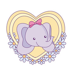 head of cute little elephant baby in heart