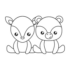 cute little bear with reindeer baby character