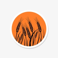 Farm vector logo label emblem sticker design. Isolated illustration of wheat and sun