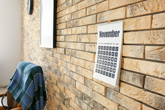 Flip Calendar Hanging On Wall