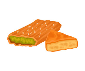 Eastern sweets with filling. Vector illustration on white background.