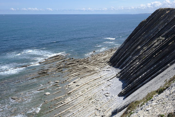 France. The rocky coast of La Corniche Basque