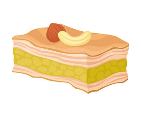 Layered oriental sweets. Vector illustration on white background.