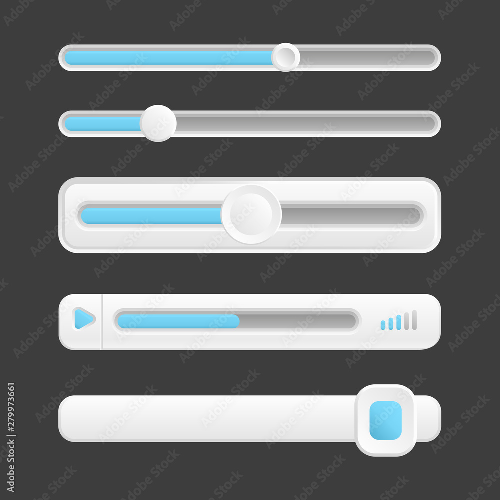 Poster web buttons, vector interface sliders of collection. button slider round for app interface illustrat