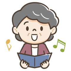 歌うシニア女性